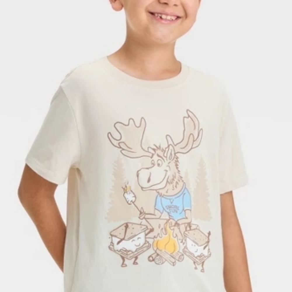 Cat & Jack Cream Moose Graphic Tee - Picture 2 of 4